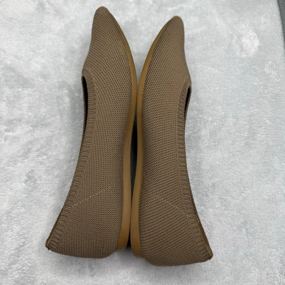 Vivaia Aria Pointed Toe Ballet Flats Brown Knit Water Resistant EU 37 US 7
